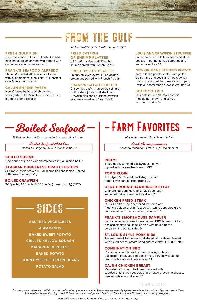 Frank's Smokehouse - Prairieville, LA menu_pic