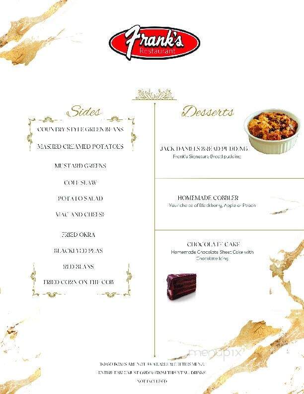 Frank's Smokehouse - Prairieville, LA menu_pic