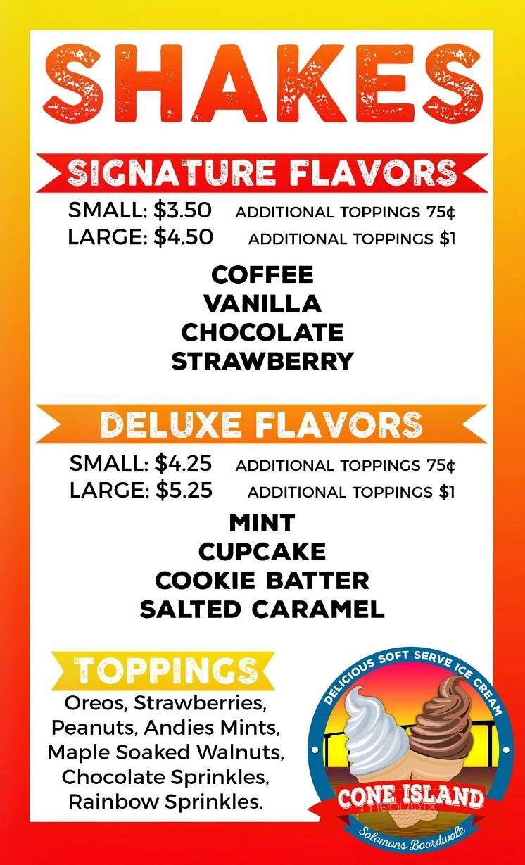 Cone Island - Solomons, MD menu_pic