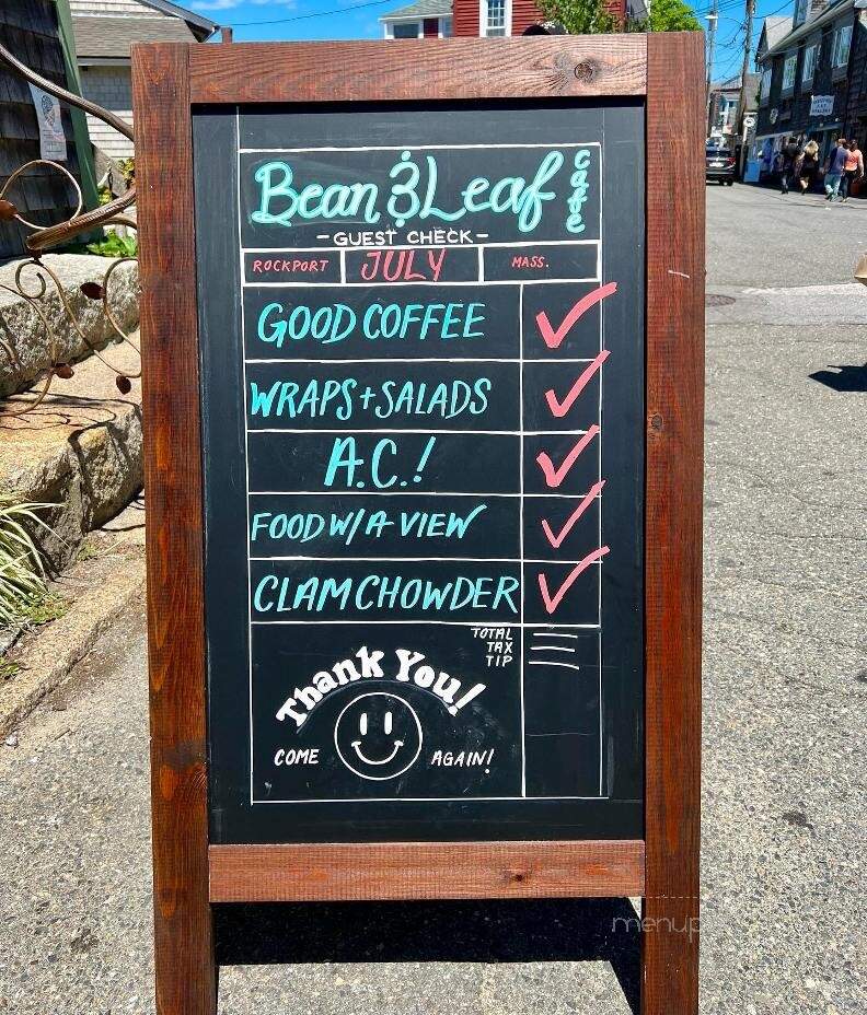 Bean & Leaf Cafe - Rockport, MA menu_pic