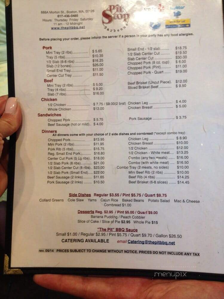 Pit Stop Barbeque - Mattapan, MA menu_pic