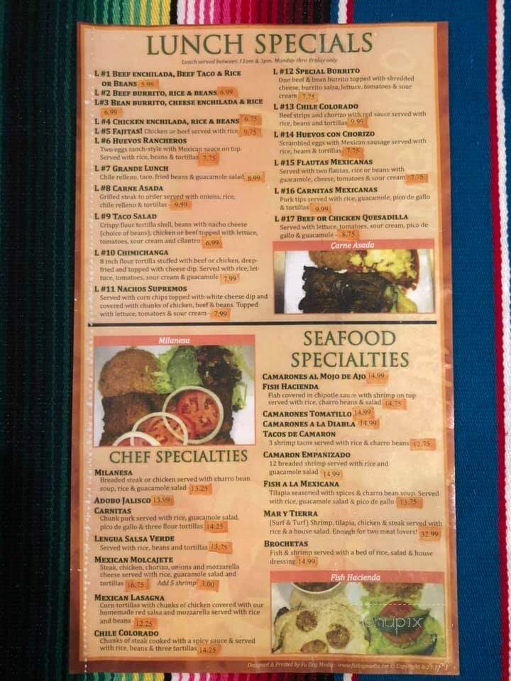 La Hacienda - Peachtree City, GA menu_pic