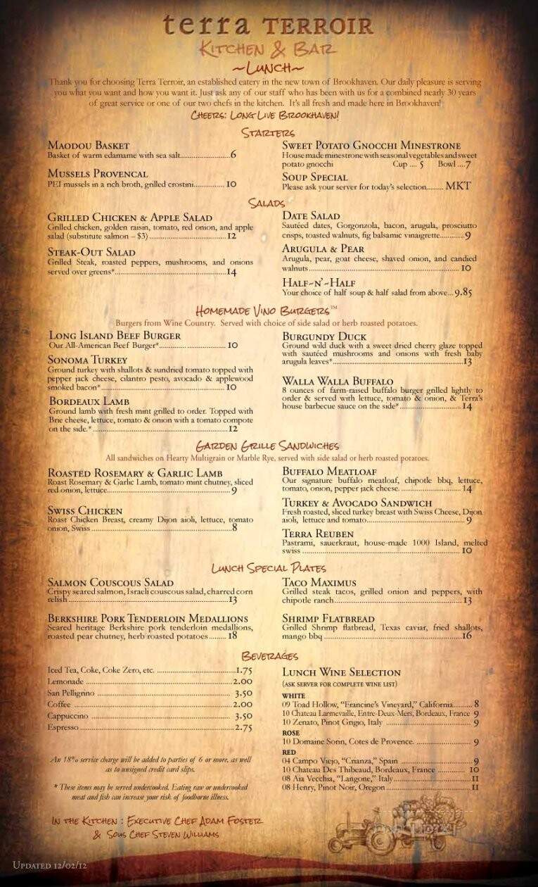 Terra Grille - Atlanta, GA menu_pic