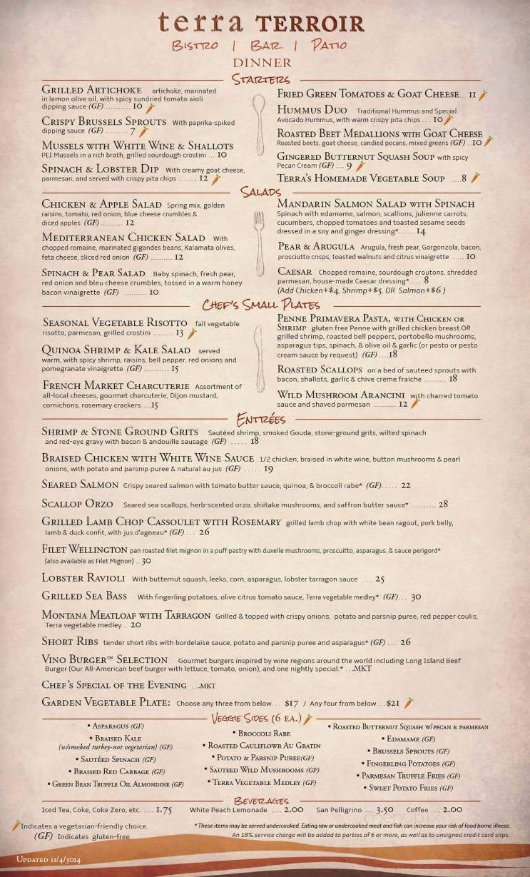 Terra Grille - Atlanta, GA menu_pic