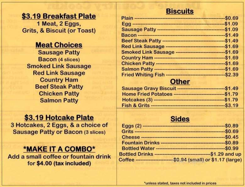Donnie's Country Cooking - Atlanta, GA menu_pic