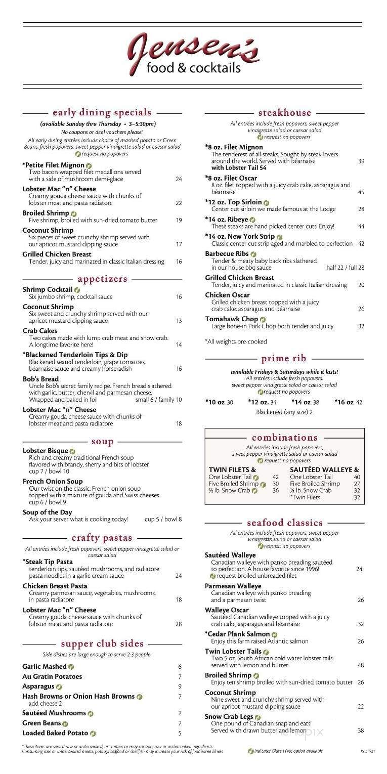 Jensen's food & cocktails - Eagan, MN menu_pic
