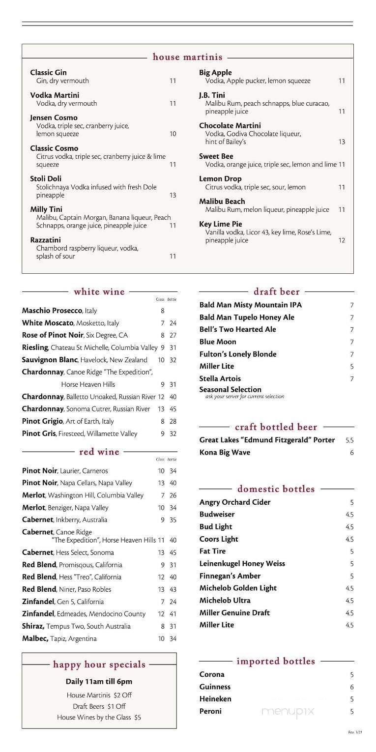 Jensen's food & cocktails - Eagan, MN menu_pic