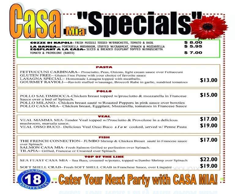Casa Mia Pizza & Catering - Sparta, NJ menu_pic