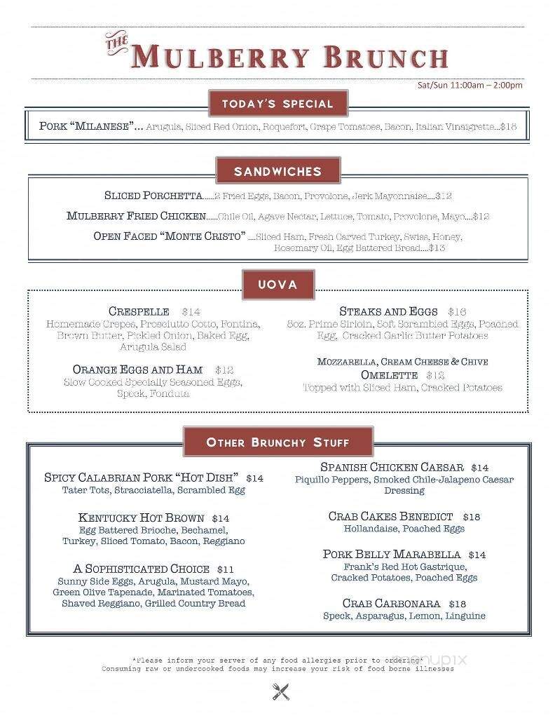 Mulberry Cafe - Buffalo, NY menu_pic