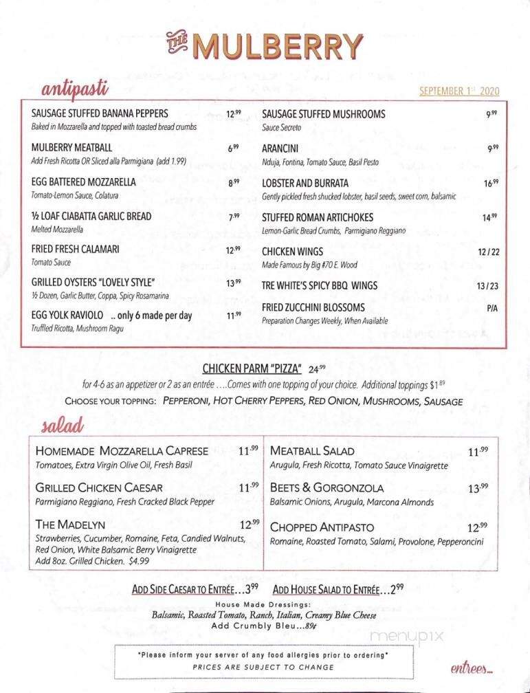 Mulberry Cafe - Buffalo, NY menu_pic