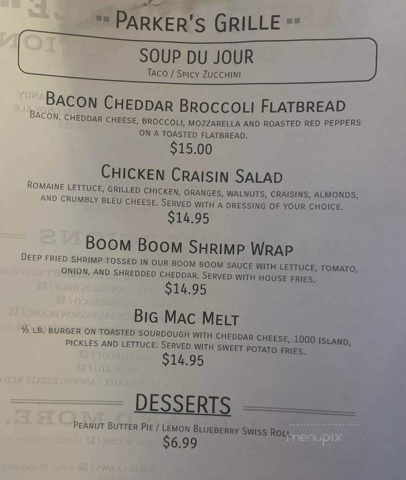 Parker's Grille & Tap House - Geneva, NY menu_pic