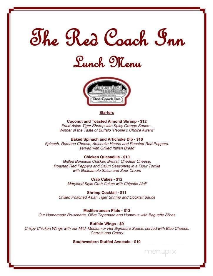 Red Coach Inn - Niagara Falls, NY menu_pic