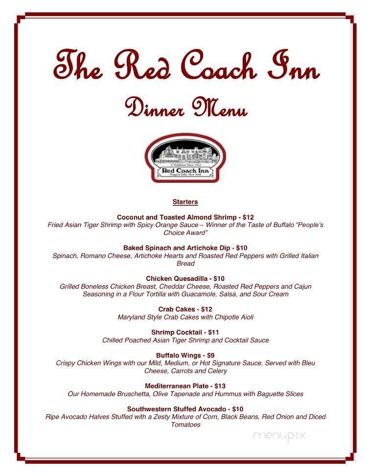 Red Coach Inn - Niagara Falls, NY menu_pic