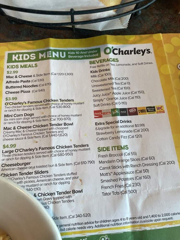 O'Charley's - Monroe, NC menu_pic