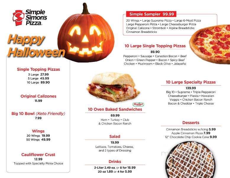 Simple Simon's Pizza - Cleveland, OK menu_pic