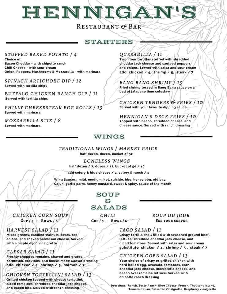 Hennigan's Restaurant - Mount Joy, PA menu_pic