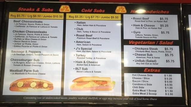J's Steaks & Subs - Bethlehem, PA menu_pic