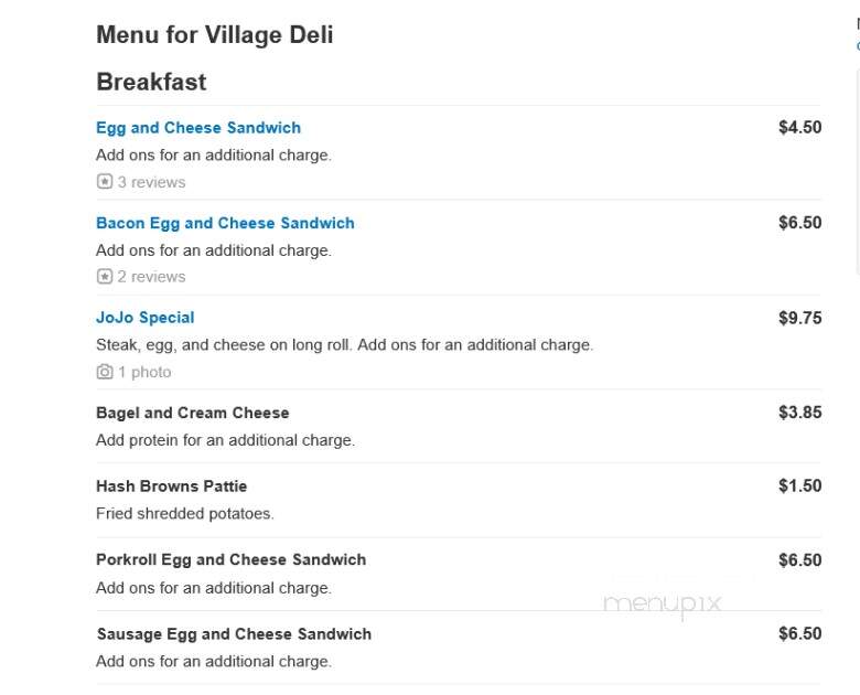 Village Delicatessen - Jenkintown, PA menu_pic