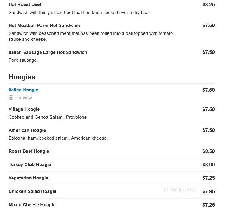 Village Delicatessen - Jenkintown, PA menu_pic