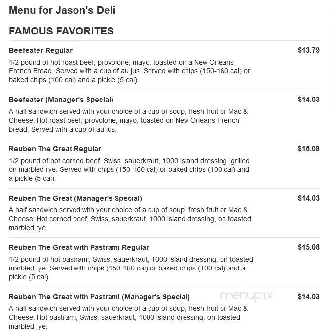 Jason's Deli - Greenville, SC menu_pic
