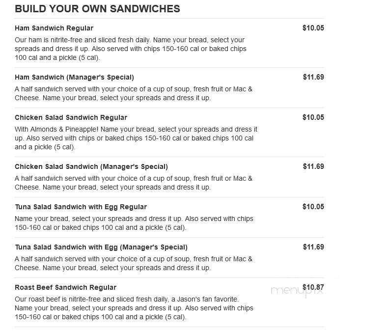 Jason's Deli - Greenville, SC menu_pic