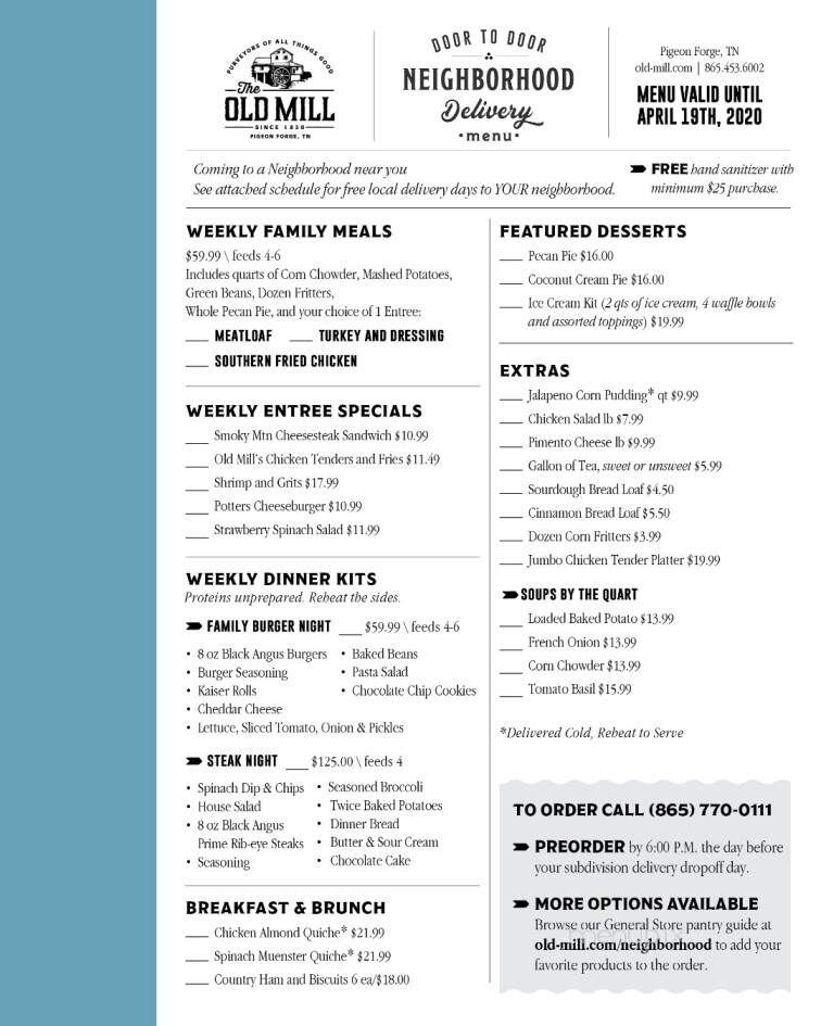 Old Mill Bakery Cafe - Pigeon Forge, TN menu_pic