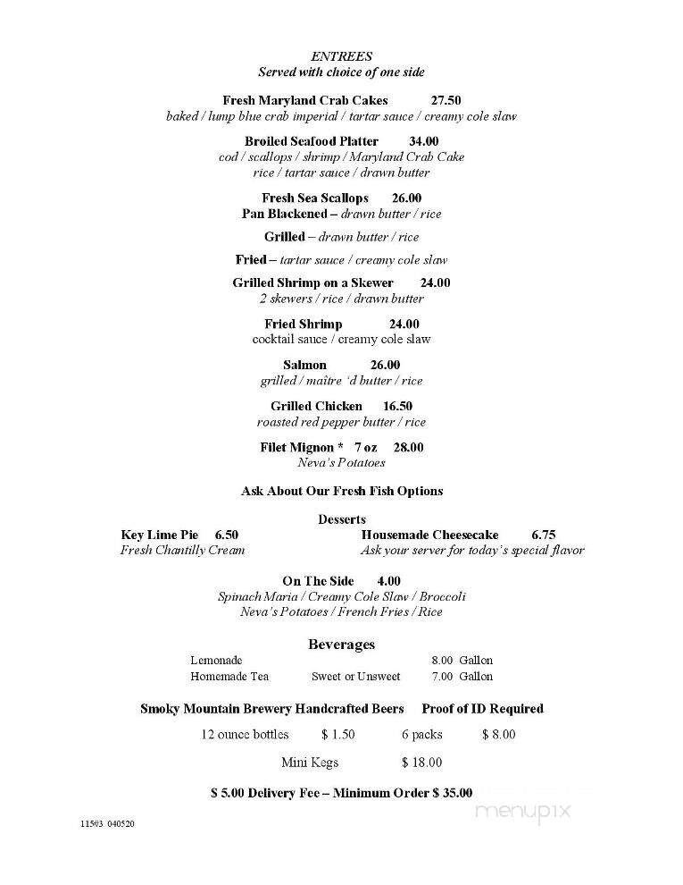Chesapeake's - Knoxville, TN menu_pic