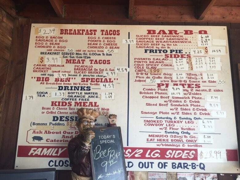 Benny's Texas Bar-B-Que - Bastrop, TX menu_pic