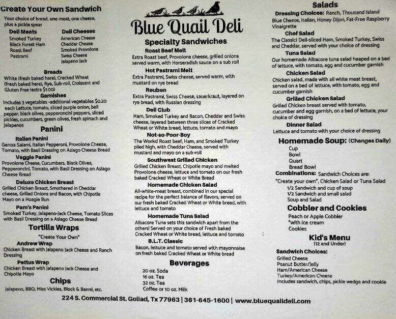 Blue Quail Deli - Goliad, TX