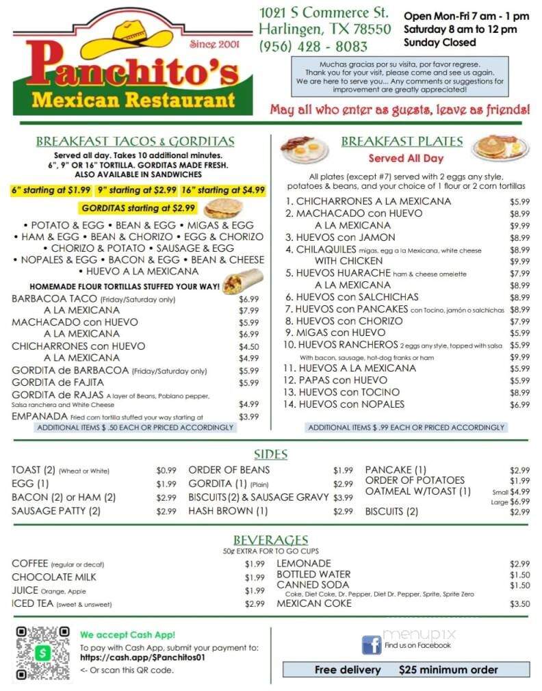 Panchito's Restaurant - Harlingen, TX menu_pic