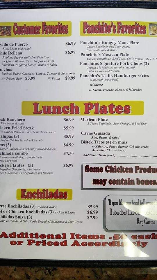 Panchito's Restaurant - Harlingen, TX menu_pic