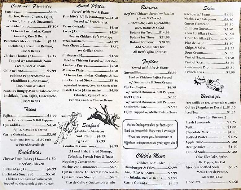 Panchito's Restaurant - Harlingen, TX menu_pic