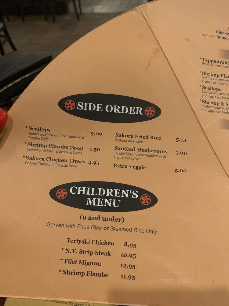 Sakura Japanese Steak - Woodbridge, VA menu_pic