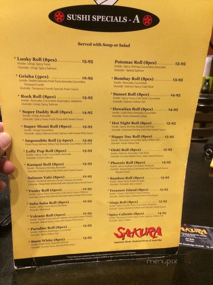 Sakura Japanese Steak - Woodbridge, VA menu_pic