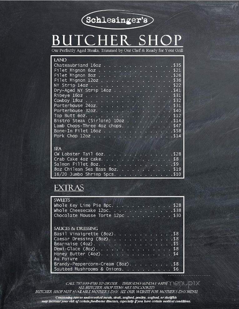 Schlesinger's Steakhouse - Newport News, VA menu_pic