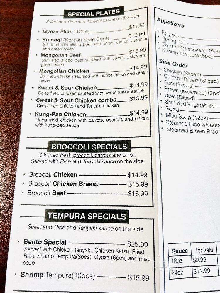 Matsu Teriyaki - Woodinville, WA menu_pic