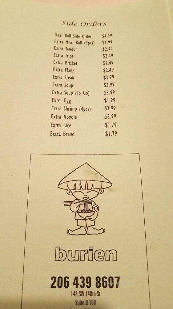 Pho Tai Vietnamese Restaurant - Burien, WA menu_pic
