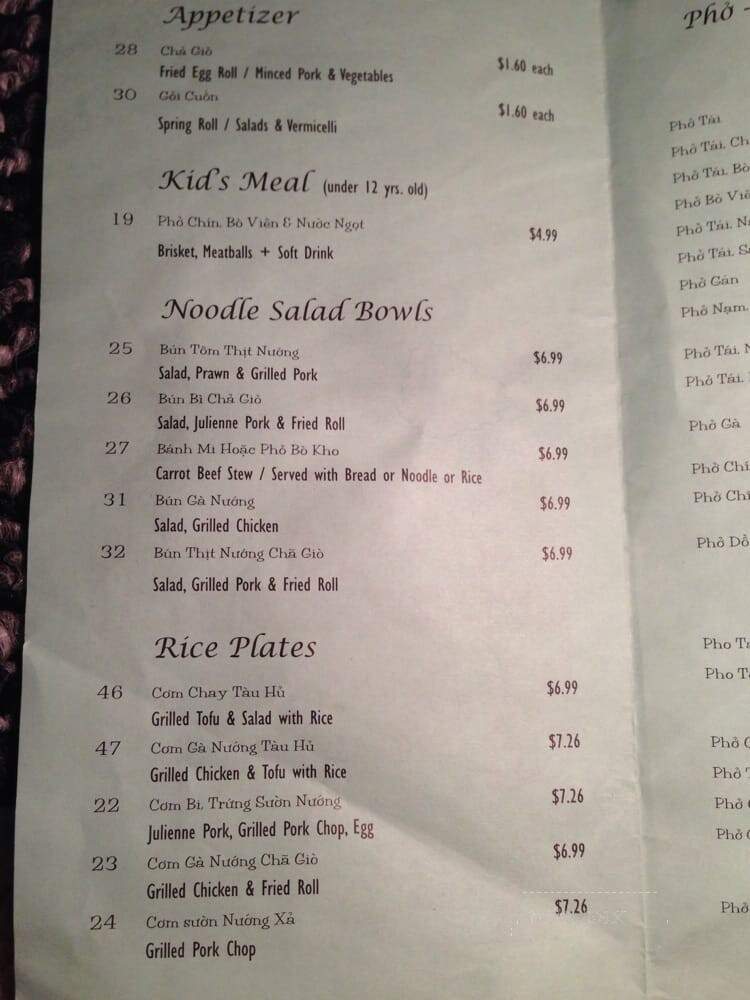 Pho Tai Vietnamese Restaurant - Burien, WA menu_pic