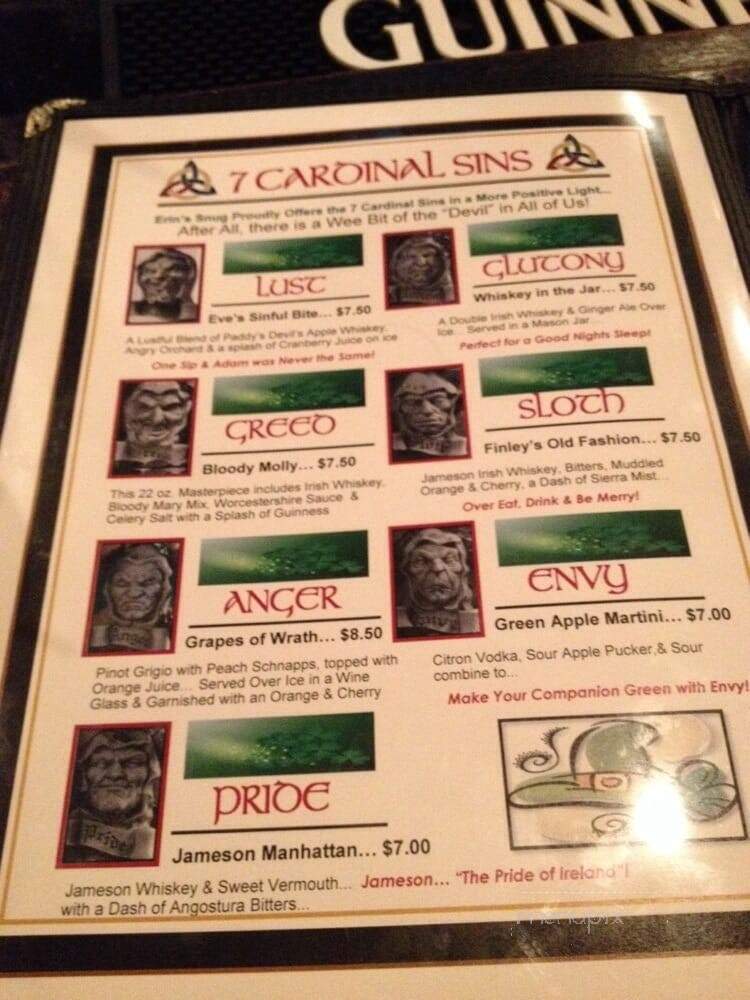 Erin's Snug Irish Pub & Restaurant - Madison, WI menu_pic