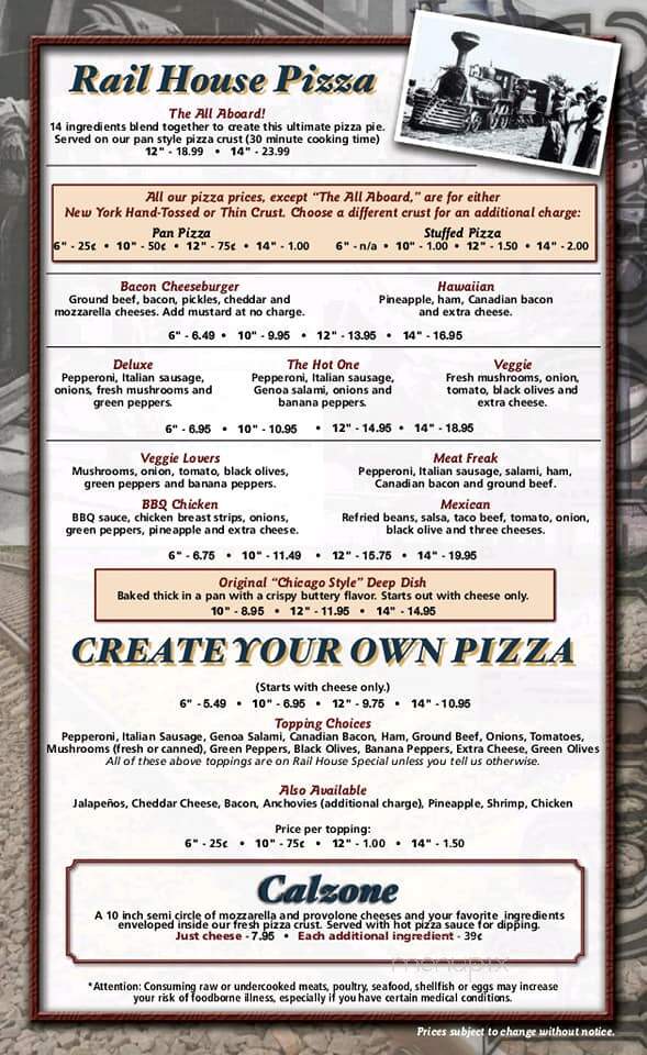 Railhouse - Marinette, WI menu_pic