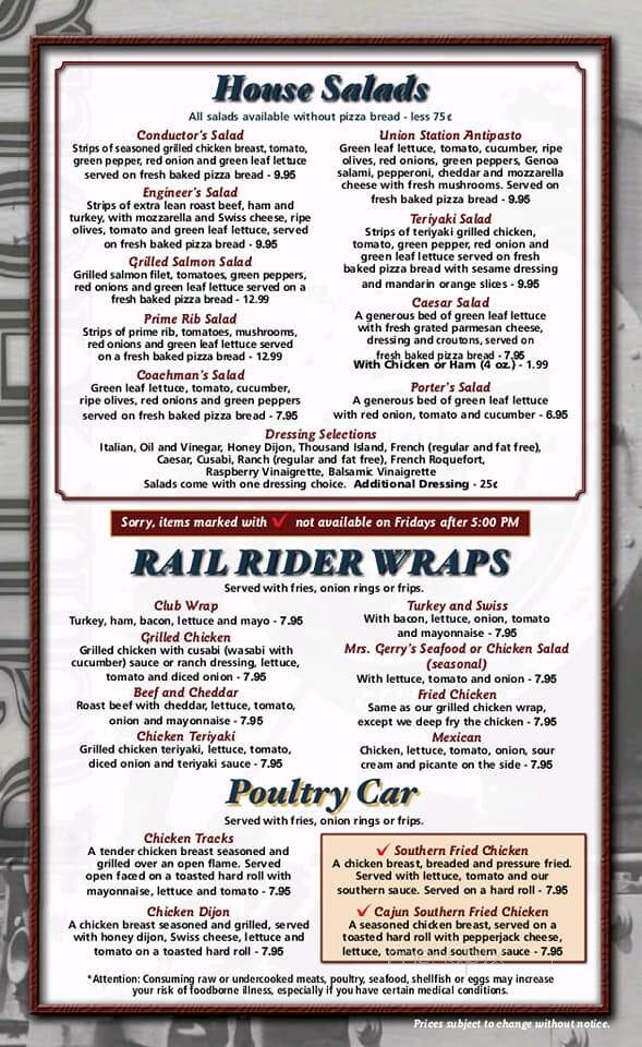 Railhouse - Marinette, WI menu_pic