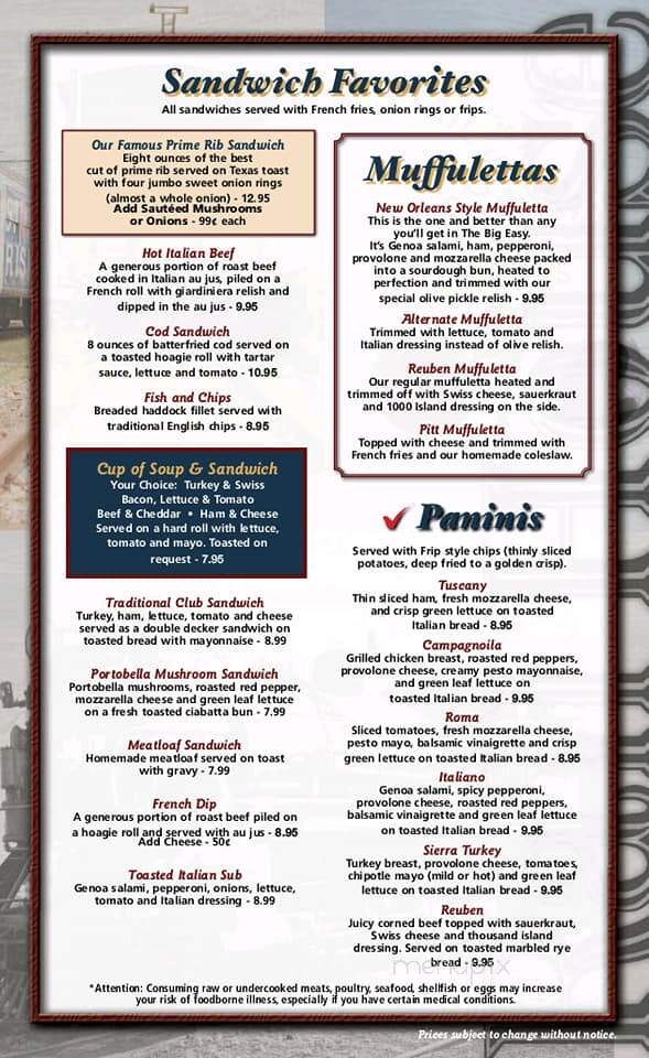 Railhouse - Marinette, WI menu_pic