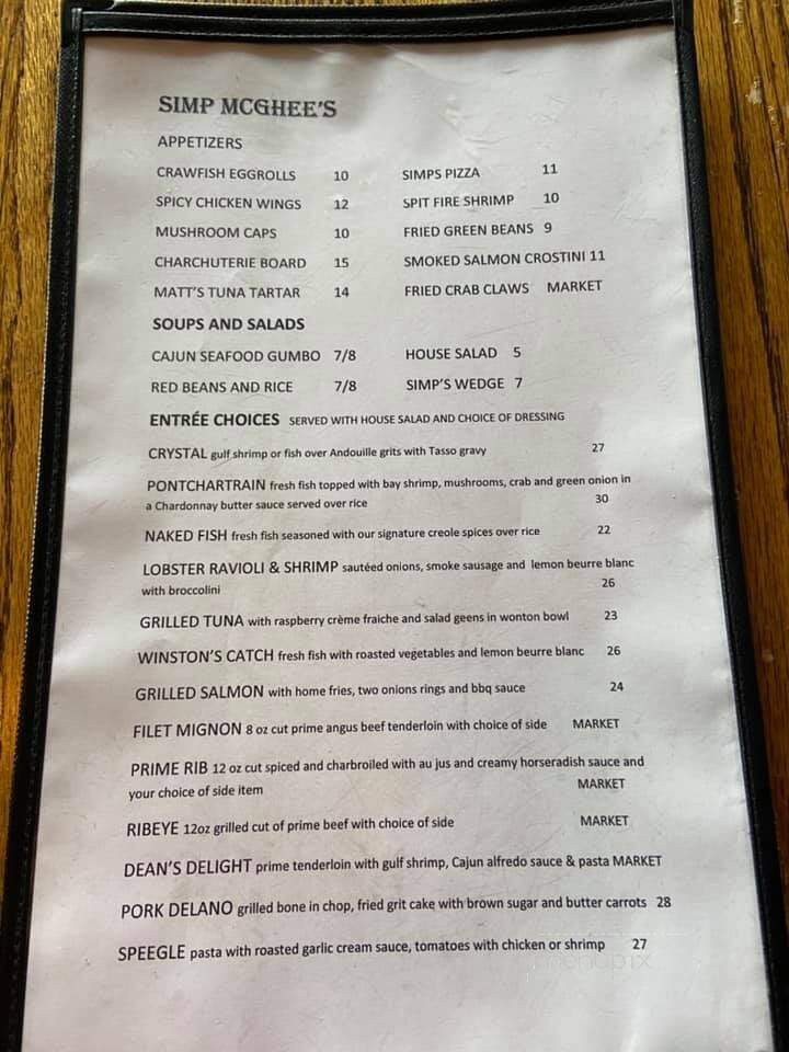 Simp Mc Ghee's - Decatur, AL menu_pic