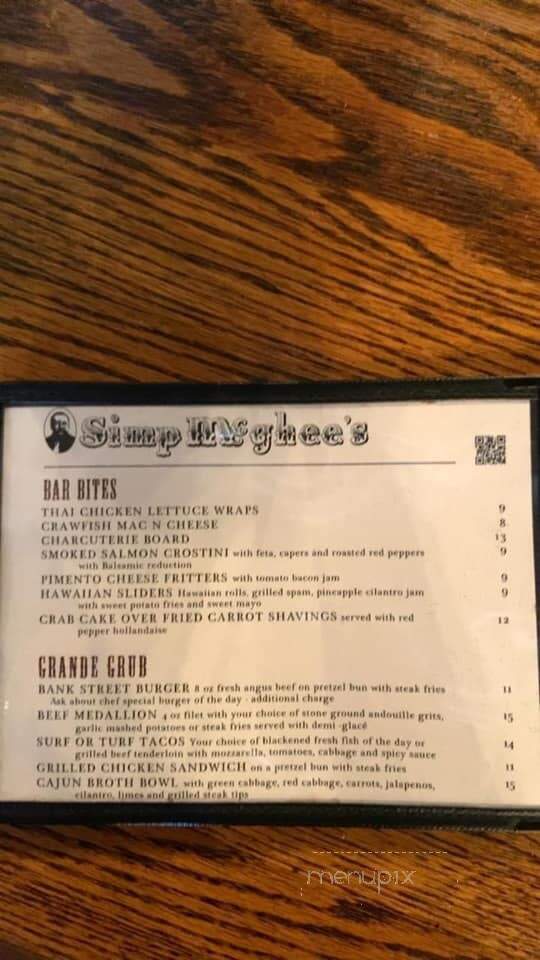 Simp Mc Ghee's - Decatur, AL menu_pic