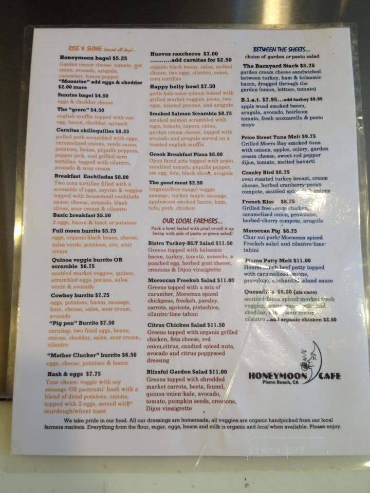 Honeymoon Cafe - Pismo Beach, CA menu_pic