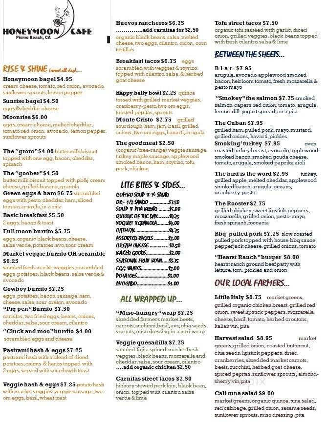 Honeymoon Cafe - Pismo Beach, CA menu_pic