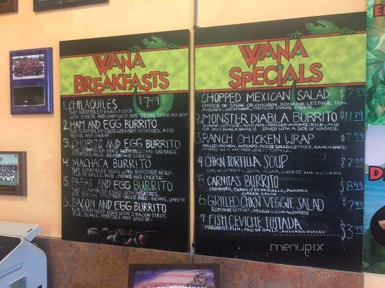 Wana Iguana - Valencia, CA menu_pic
