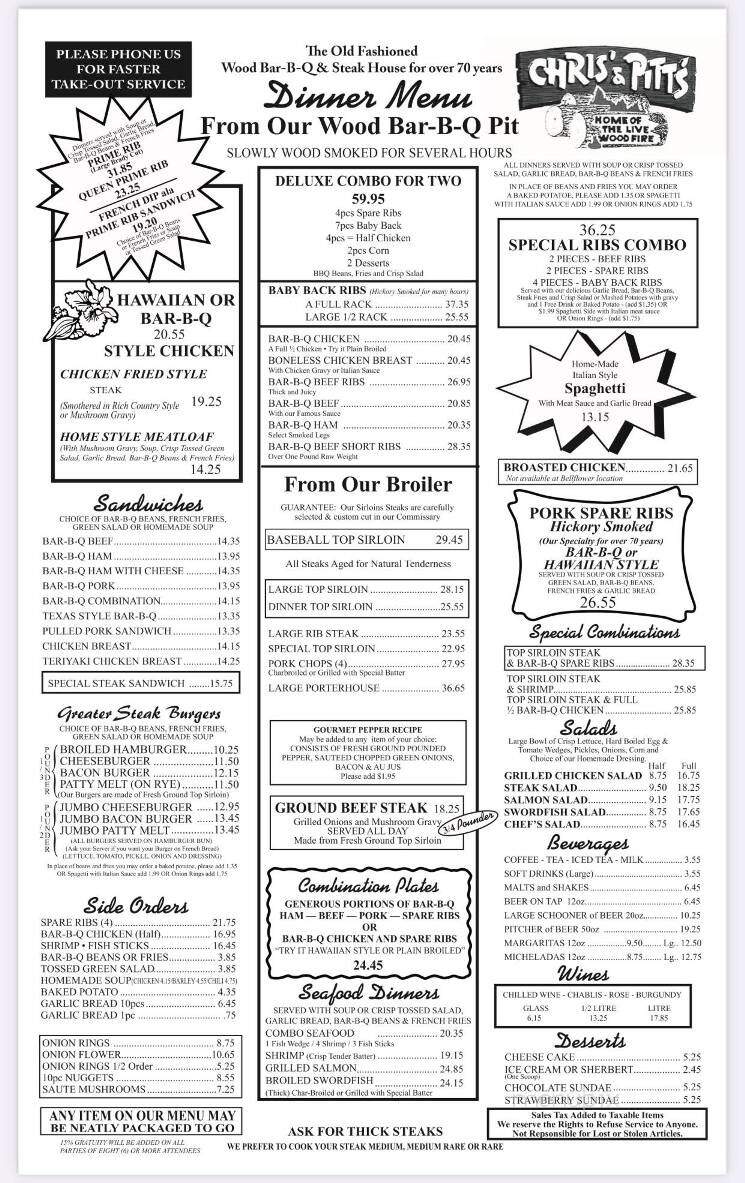 Chris' & Pitt's Restaurant - Whittier, CA menu_pic
