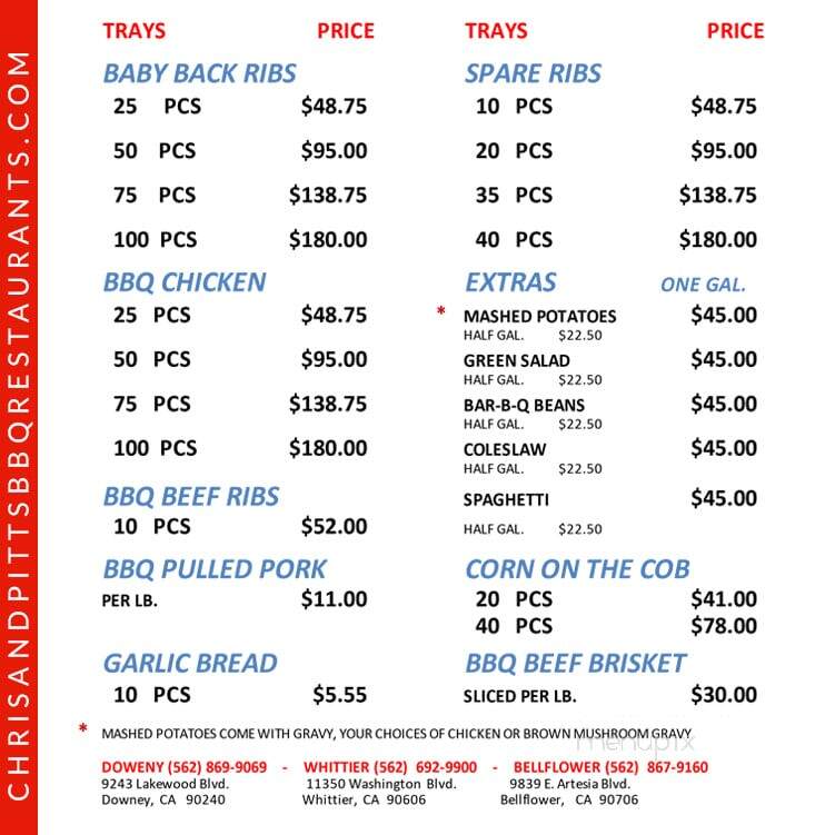 Chris' & Pitt's Restaurant - Whittier, CA menu_pic