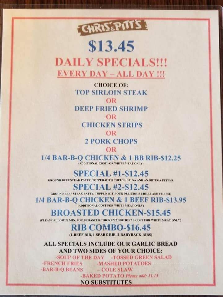 Chris' & Pitt's Restaurant - Whittier, CA menu_pic